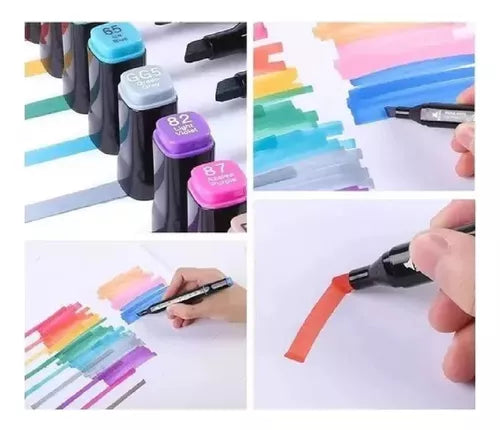 Set Con 80 Plumones Marcadores Doble